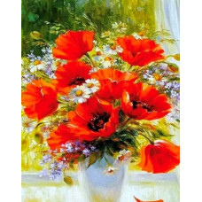 Алмазна мозаїка "Go to art" /178296/ "Маки та ромашки" 40*50см