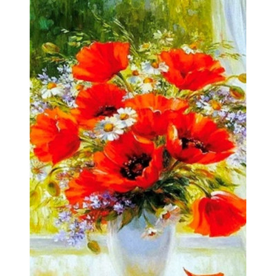 Алмазна мозаїка "Go to art" /178296/ "Маки та ромашки" 40*50см