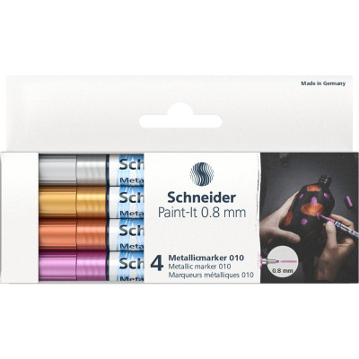 Набір маркерів 4 кол. "SCHNEIDER" /ML01011501/ акрилові, металік Paint-It 0,8 мм