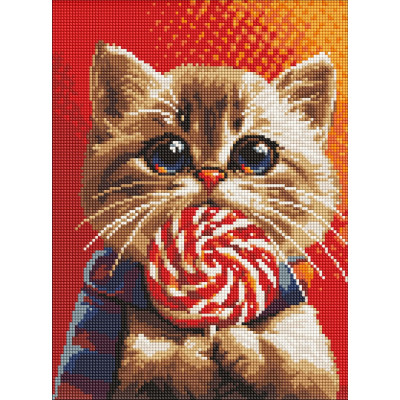 Алмазна мозаїка "Ідейка" /AMO7976/ "Котик із цукеркою" з АВ стразами 30*40см