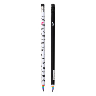Олівець пр."Yes"/280549/ ECO "Black and White" паперов з гумкою , 24шт./туба, 2 диз. (24/240)