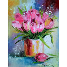 Алмазна мозаїка "Go to art" /177127/  "Букет тюльпанів у вазі"  30*40см