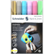 Набір маркерів 6 кол. "SCHNEIDER" /S120196/ акрилові Paint-it 310 2мм Wallet Set2 (1/10/330) Набір маркерів 6 кол. "SCHNEIDER" /S120196/ акрилові Paint-it 310 2мм Wallet Set2 (1/10/330)