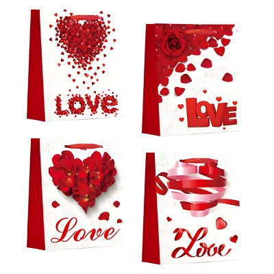 Пакет подарунковий "Unison" /DV-2119 М/ "Love" , 4 диз., 210г, 26*32*10см (12) гліттер