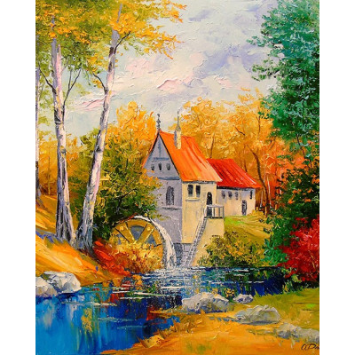 Алмазна мозаїка "Go to art" /177094/  "Млин у лісі" 40*50см