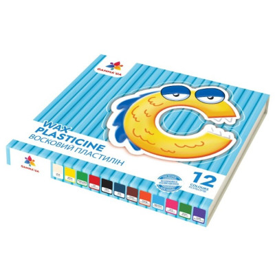 Пластилін "ГАММА'UA" 12 кол. /100305/ восковий + стек 144 гр (1/12)