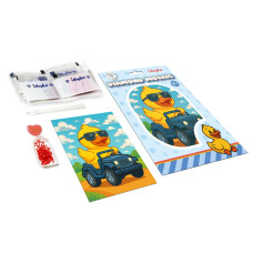 Алмазна мозаїка "Ідейка" /AMV1207/ "Качка на машині" 15*20см на картоні