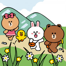 Картина за номерами "SANTI" /955371/ "Line Friends. Подорож Чоко, Саллі, Коні та Брауна", 25*25см
