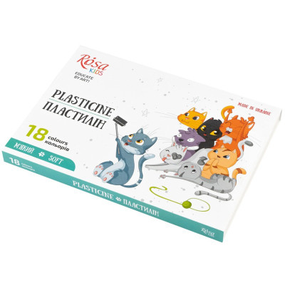 Пластилін 18 кол. 288г "ROSA Kids" /302103/ Cats, зі стеком (1/5)