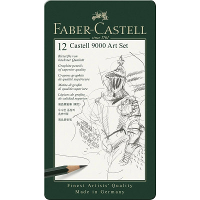 Набір графітних олівців "Faber-Castell" /119065/ 12 шт. 2Н-8В у металевій коробці (1/5)