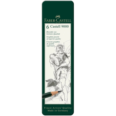 Набір графітних олівців "Faber-Castell" /119063/ 6 шт. Н-8В у металевій коробці (1/10)