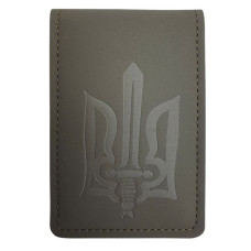Обкладинка ID Паспорт "4PROFI" /28218/691/шкірзам, нубук, Тризуб меч хакі тиснення
