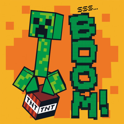 Картина за номерами "SANTI" /954932/ "Minecraft. Кріпер БУУМ!", 25*25см, з алмазною мозаїкою