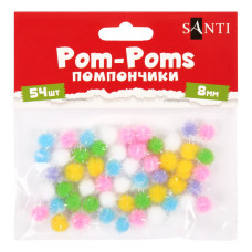 Помпони "SANTI" /955440/ з люрексом голографічним, кольорові, d-8мм, 54шт./уп. (1/12)