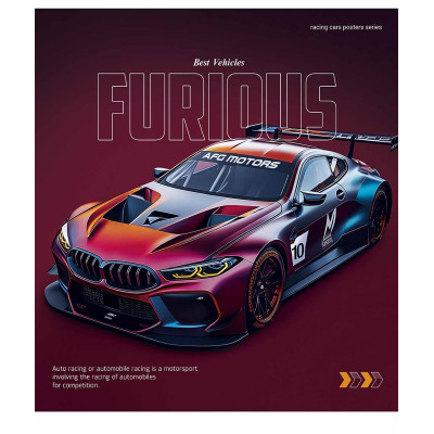 Зошит уч. "Школярик" 96арк.== /3572L/ "Cars posters" УФ-лак (хлопчик) (5/50)