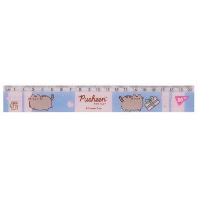Лінійка 20см "YES" /370683/ "Pusheen", рожево-блакитна (1/20/100)