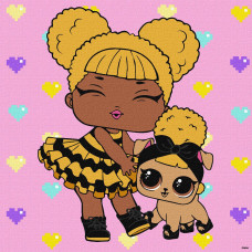 Картина за номерами "Ідейка" /KHO6287/ "LOL Surprise! TroopSurprise Queen Bee With Queen Pup" 40*40см
