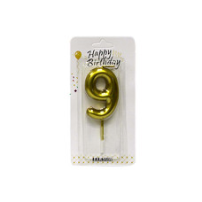 Свічка - цифра "WB" /YY13g-9/ "9" золото, висота 6см (1/12) Свічка - цифра "WB" /YY13g-9/ "9" золото, висота 6см (1/12)