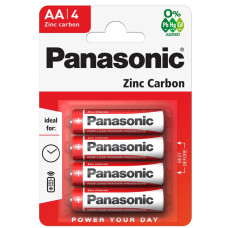 Батарейка "Panasonic" /R-6/4bl/830 сольова, 1,5V, пальчик червона (4/48)