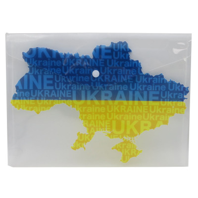 Папка-конверт на кнопці А4+ /2201-212/ 18мкм "Карта України" 23,5*33см (12/300/600)