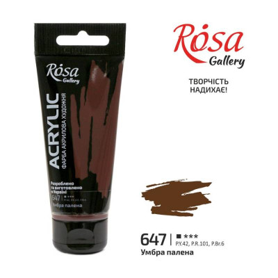 АКРИЛ для декору "ROSA Gallery" /647/ Умбра палена, 60мл (1/4)