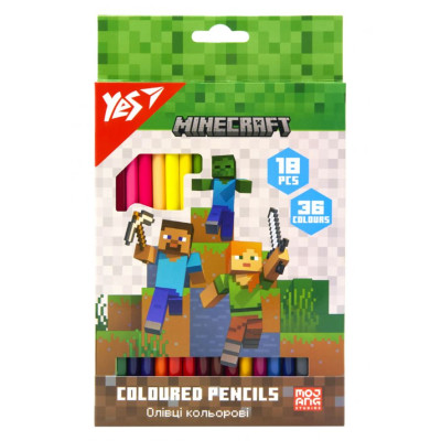 Олівці кольорові "Yes" 36 кол./18шт /290768/ "Minecraft" (1/8/160)