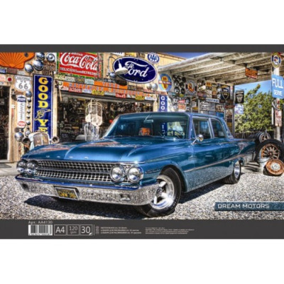 Альбом для малювання "Офорт" /АА4130/ "Dream Motors" А4/ 30арк (УФ) на спір (120гр/м)(5/80)
