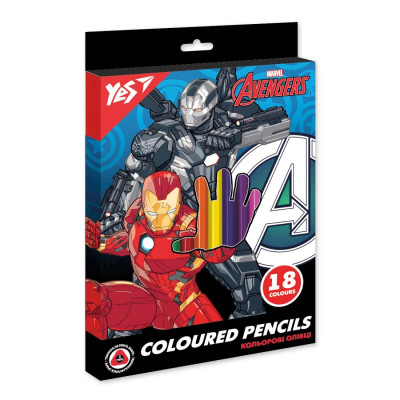 Олівці кольорові "Yes" 18 кол. /290686/ "Marvel.Avengers" (1/8/160)