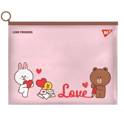 Папка-конверт з бігунком А4 "YES" /492090/ "Line Friends. Brown" (1/12/144)
