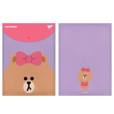 Папка-конверт на кнопці А4 "Yes" /492076/ "Line Friends" вертикальна (1/12/60/120)