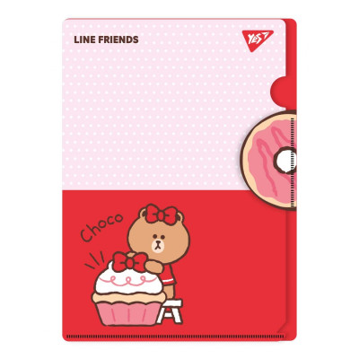 Папка-куток А4 "Yes" /492111/ з клапаном "Line Friends. Choco" (1/12/144)