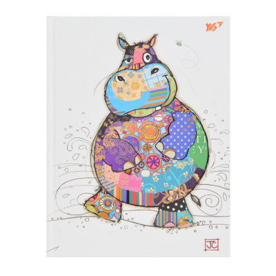 Блокнот А5/96 # "YES" /151383/ "BugArt. White hippo" 7БЦ, фольга зол.+Уф.виб. (1/10)