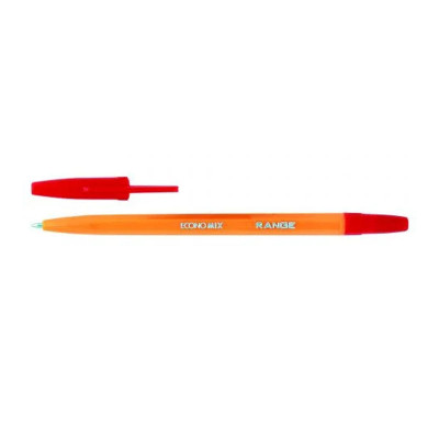 Ручка кулькова "ECONOMIX" /10138-03/ ORANGE, червона (50/1000)