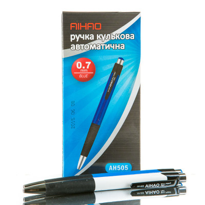 Ручка автомат "AIHAO" /AH505/ синя, 0,7мм  (12/144/2304)