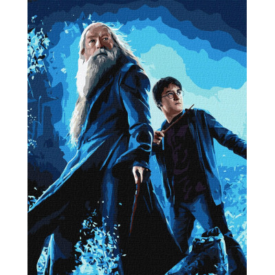 Картина за номерами "Ідейка" /KHO8739/ "Harry Potter: Гаррі та Дамблдор з фарбами металік" 40*50см