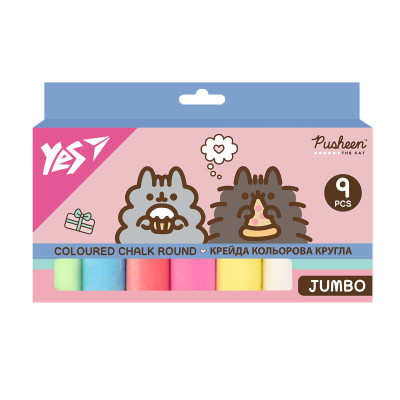 Крейда кольорова 9 шт. "YES" /400562/ "Pusheen" JUMBO (1/6/48)