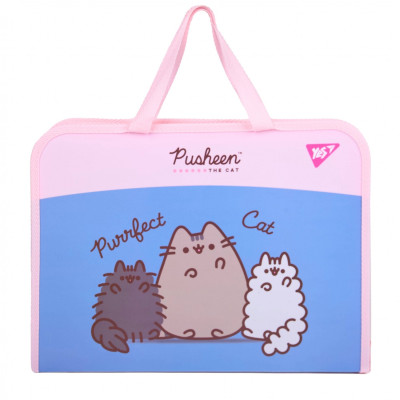 Папка-портфель на блискавці А4+ "Yes" /492317/ "Pusheen" з ткан. ручк. (1/24/48)
