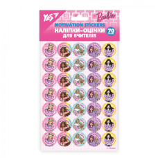 Наліпки-оцінки "YES" /955388/ "Barbie", круглі (1/100)
