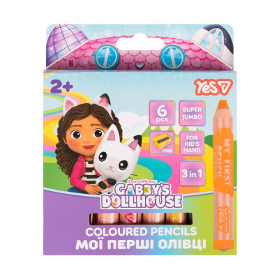 Олівці кольорові "Yes" 6кол. /290801/ SUPER JUMBO Gabby Dollhouse (1/6/96)