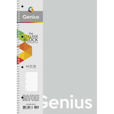 Зошит А4/80арк. "Genius" спіраль /А4-080-6801K/ ##, пластик 0,5 мм, 70 г/м2, заокруглені кути (4/40)