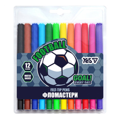 Фломастери "YES" 12 кол. /650600/ Football (1/12/192)