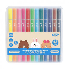 Фломастери "YES" 12 кол. /650613/ ДВОСТОРОННІ Line Friends (1/12)
