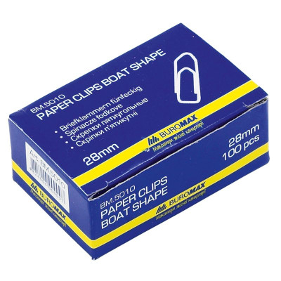 Скріпка "BuroMAX" /BM 5010/  28 мм (100шт) пятиуг. никель (10)