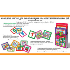 Набір карток цифри та математичні дії "ЕУ" /NAK-03/  97*97мм,  каширований картон 210 г/м2
